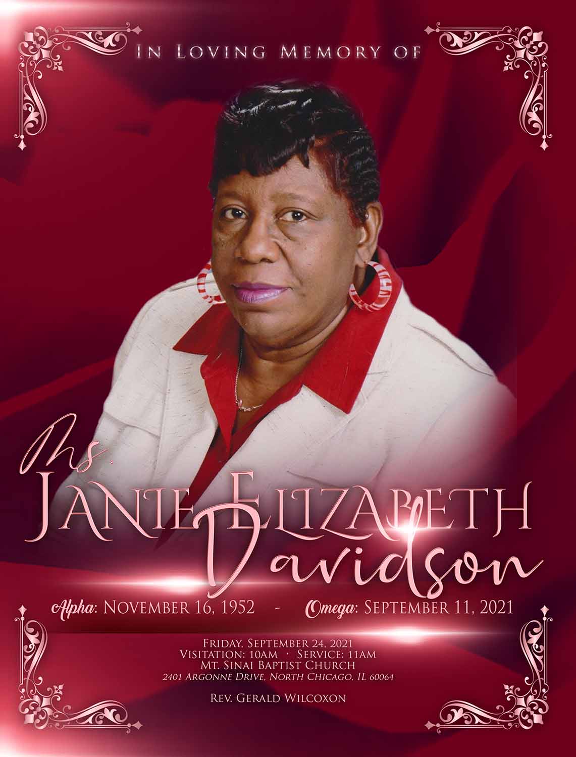 Janie Elizabeth Davidson 1952-2021