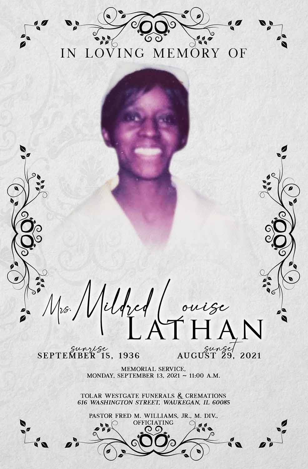 Mildred Louise Lathan 1936-2021
