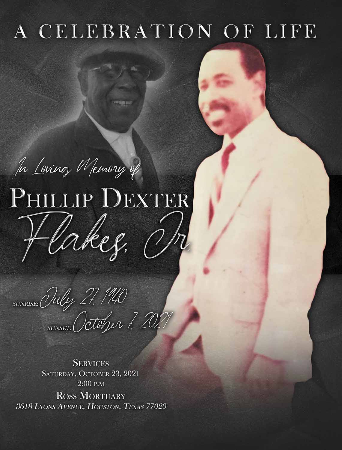 Phillip Dexter Flakes Jr. 1940-2021