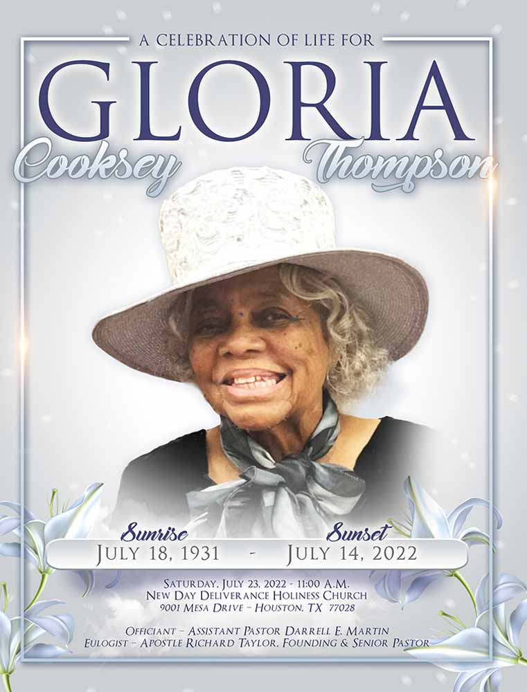 Gloria Cooksey Thompson 1931 – 2022