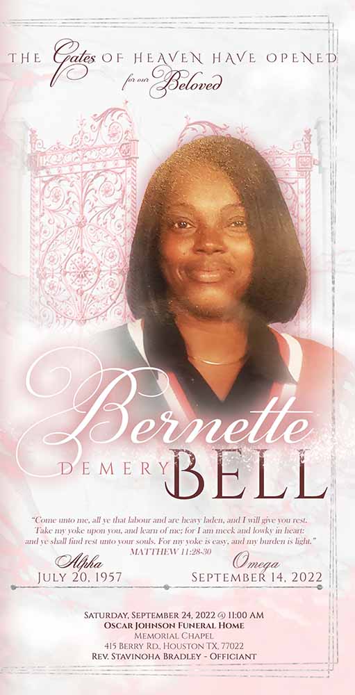 Bernette Bell 1957 – 2022