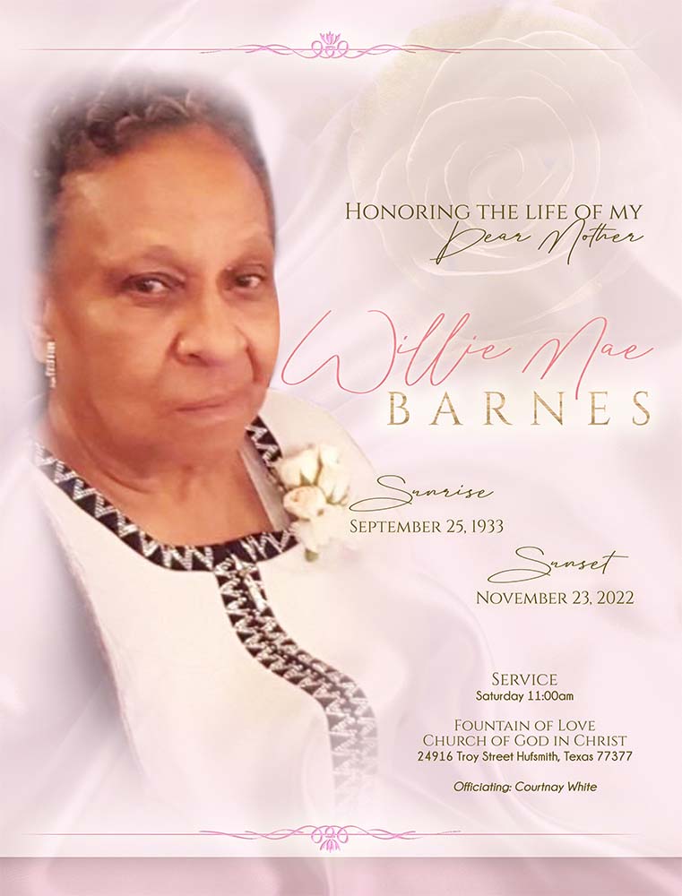 Willie Mae Barnes 1933 – 2022