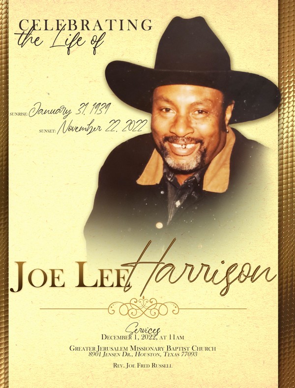 John Lee Harrison 1939 – 2022